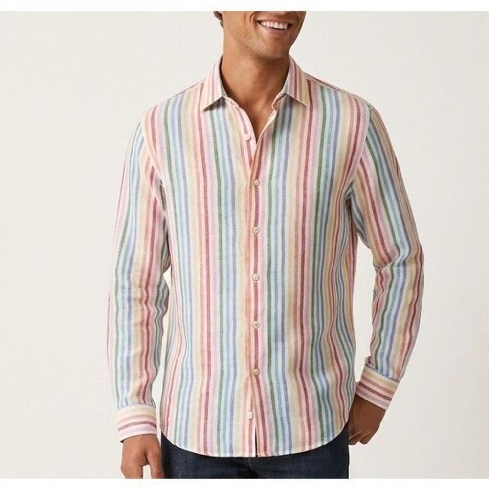 Daniel Cremieux Button Down Shirt NWOT Linen Pastel Multicolor XL